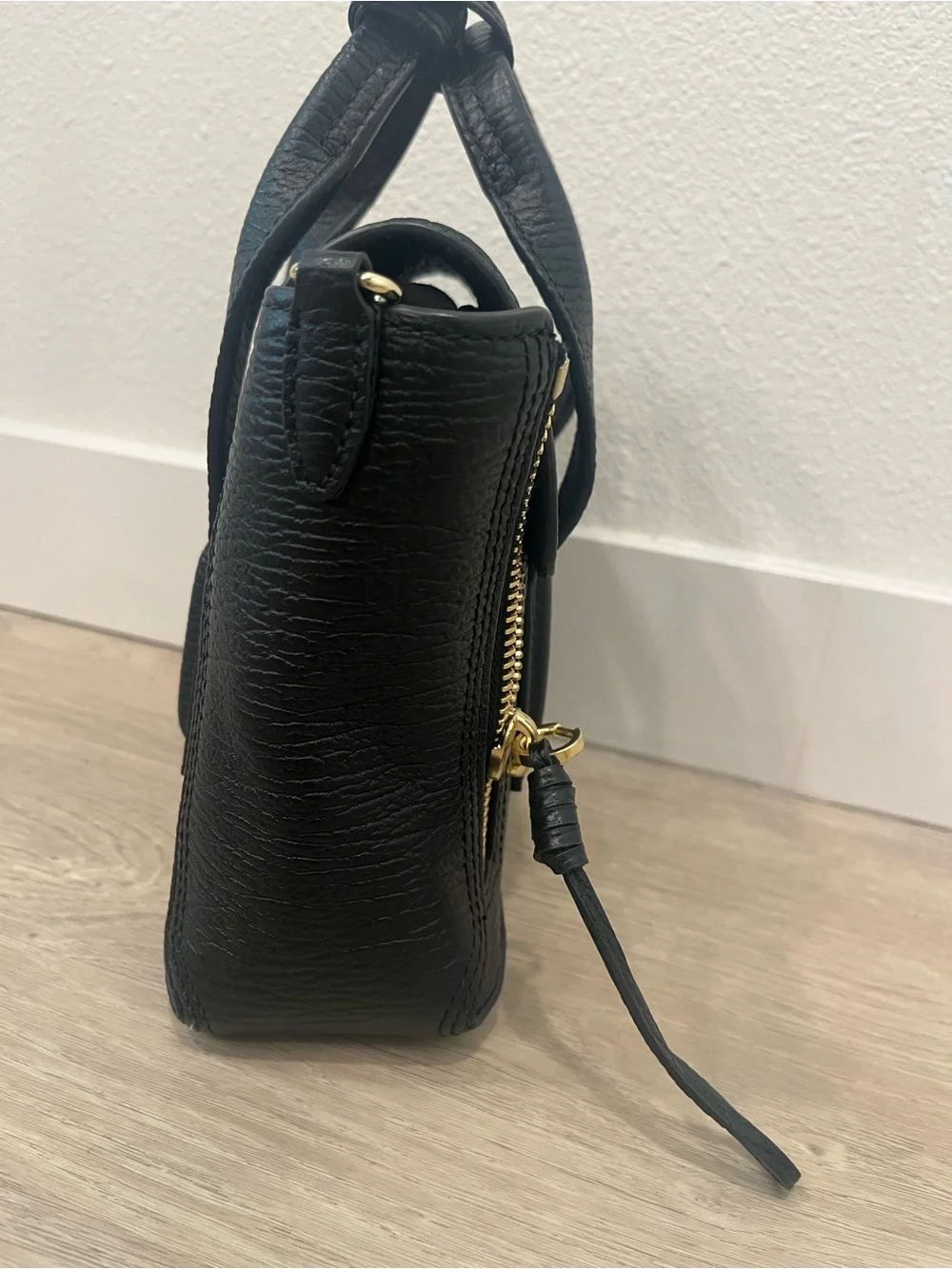 3.1 Phillip Lim Black Leather Mini Satchel with Gold Hardware